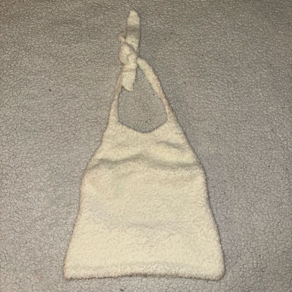 Skims L/XL Sherpa Halter Cropped Womens Sleeveless Top Cream Bone Super Soft NWT